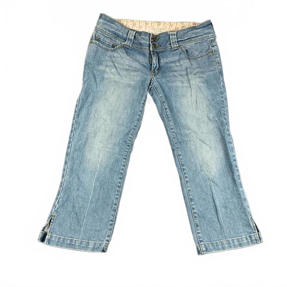 American Eagle Outfitters Womens Size 6 Stretch Blue Denim Jean Capri Pants